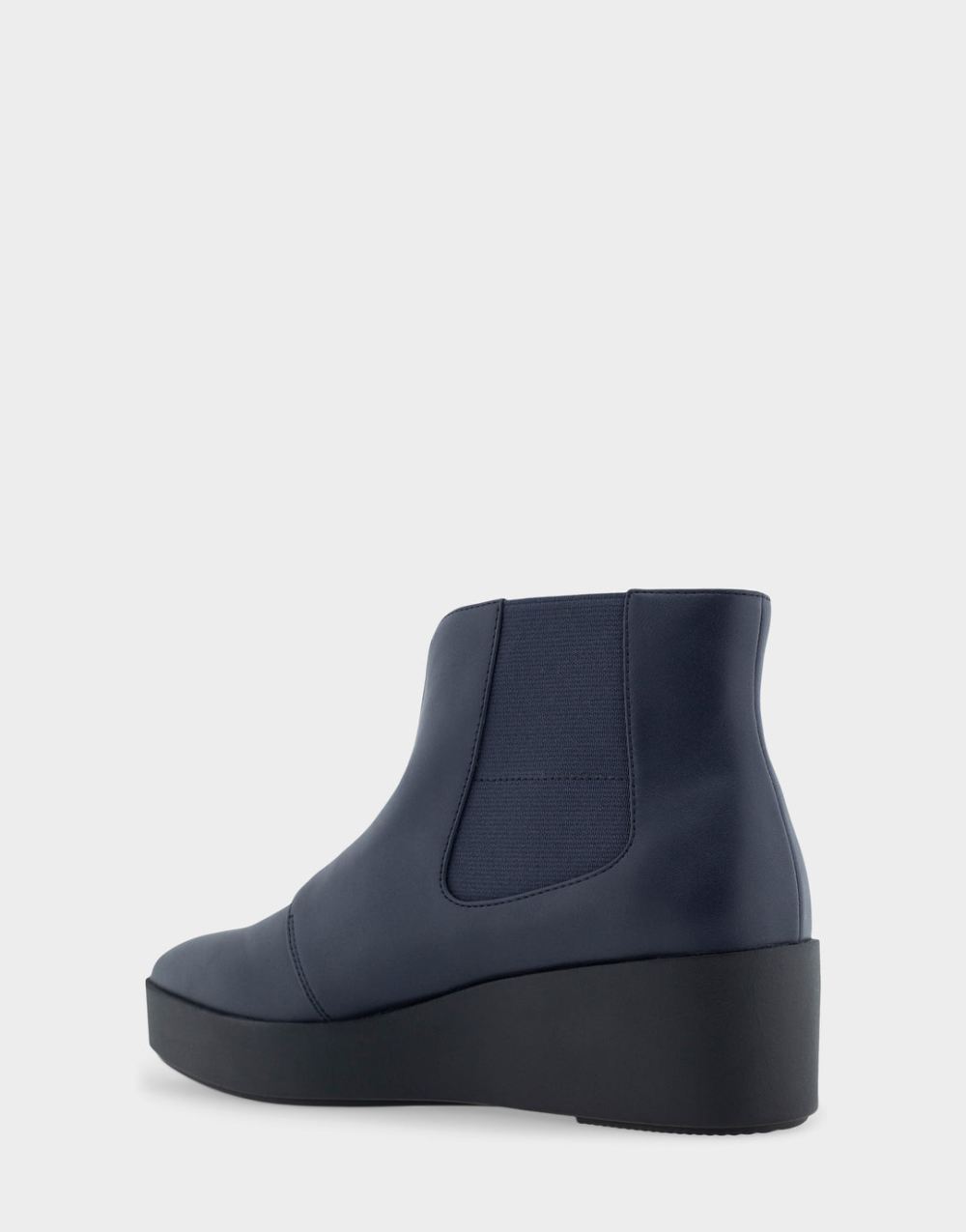 Women's | Carin Navy Faux Leather Wedge Heel Ankle Boot