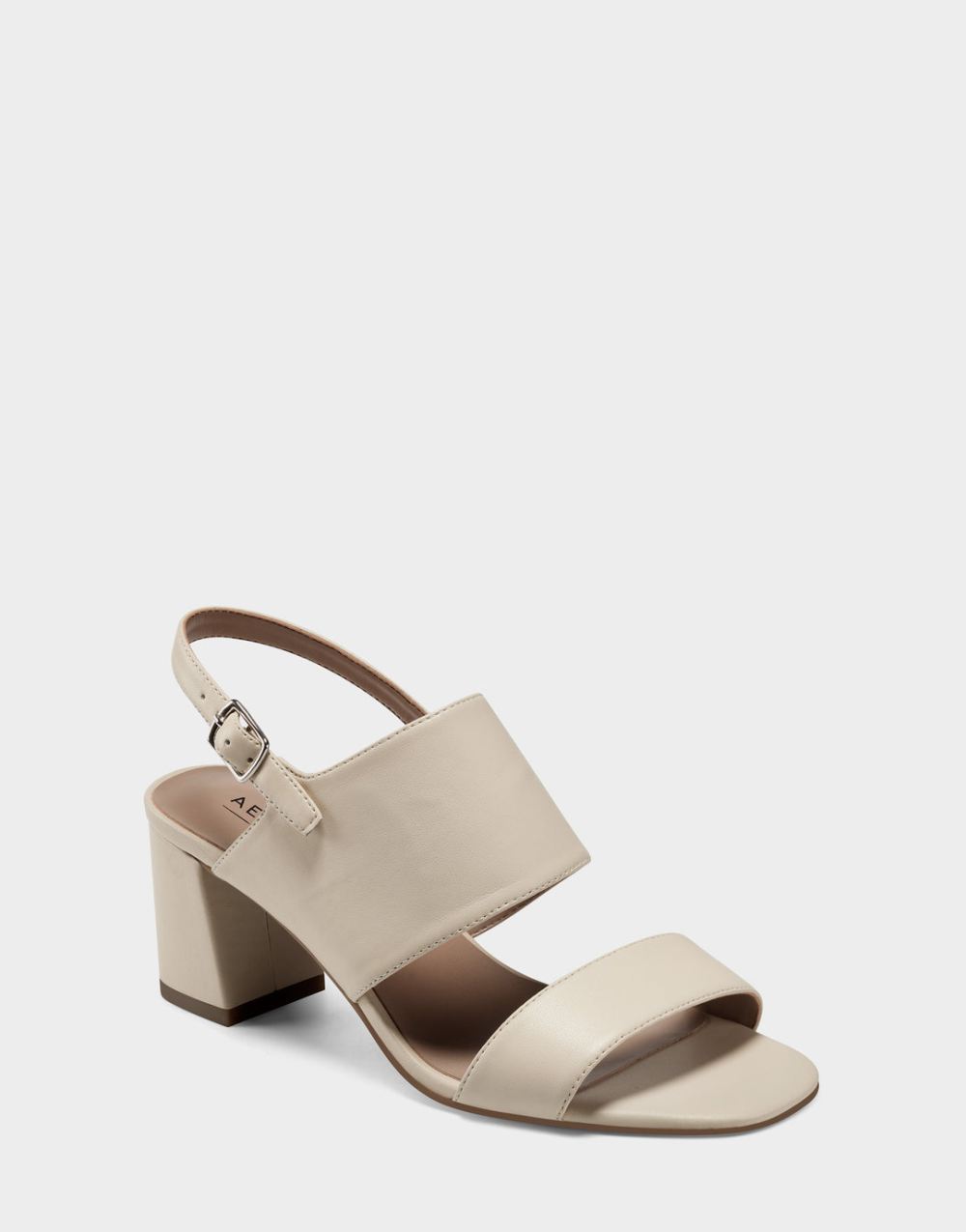 Women's | Emmex Off White Faux Leather Heeled Sandal with Ankle Strap