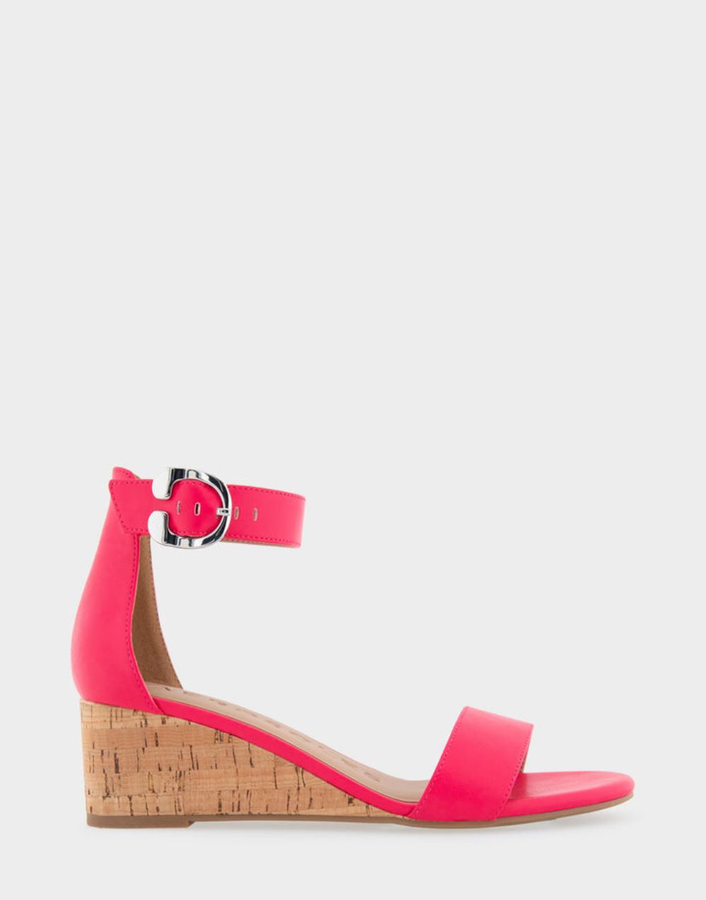 Women's | Willis Virtual Pink Faux Leather Ankle Strap Mid Wedge Sandal