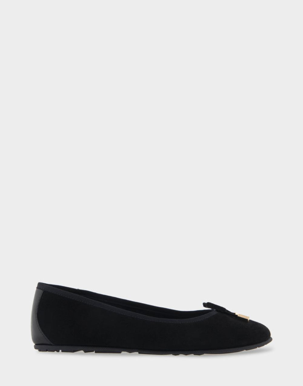 Women's | Pia Black Genuine Suede Hidden Wedge Ballet Flat