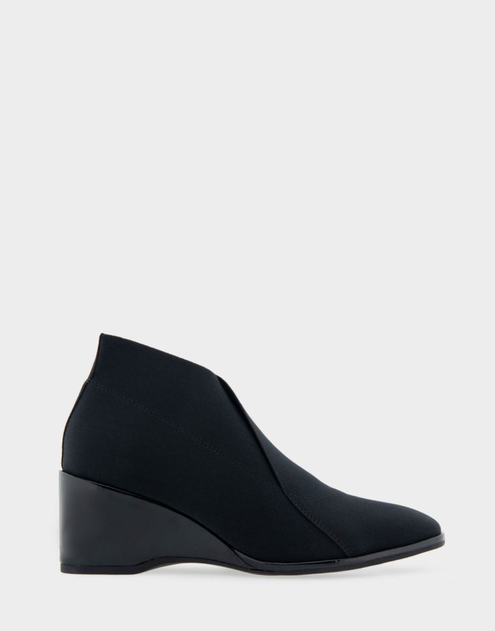 Women's | Anini Black Elastic Stretch Fabric Wedge Heel Ankle Boot