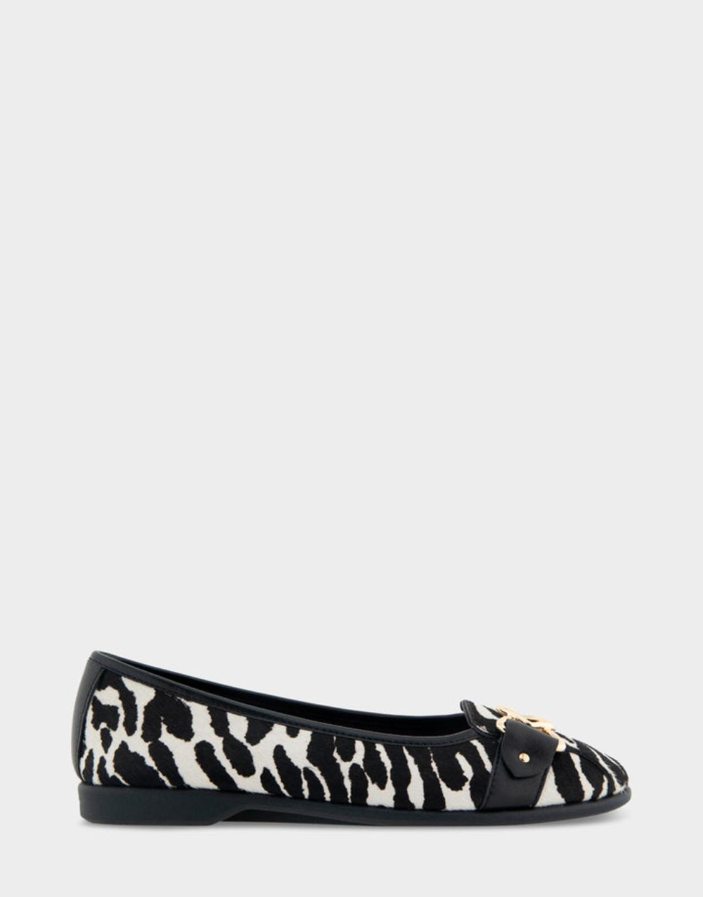 Women's | Bia Zebra Print Calf Hair Ornamented Flat