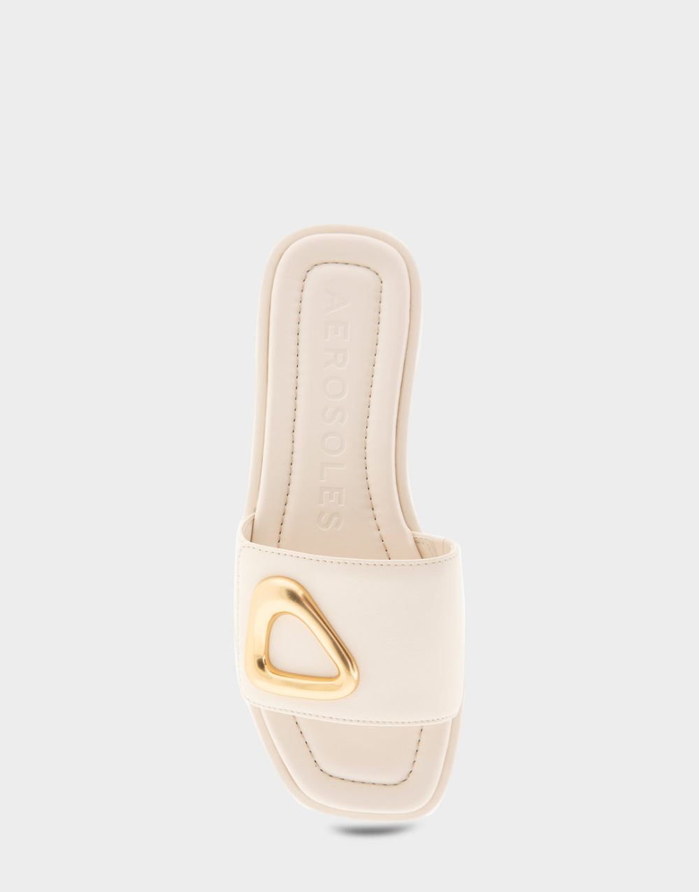 Women's | Blaire Eggnog Leather Ornamented Single Band Slide Sandal