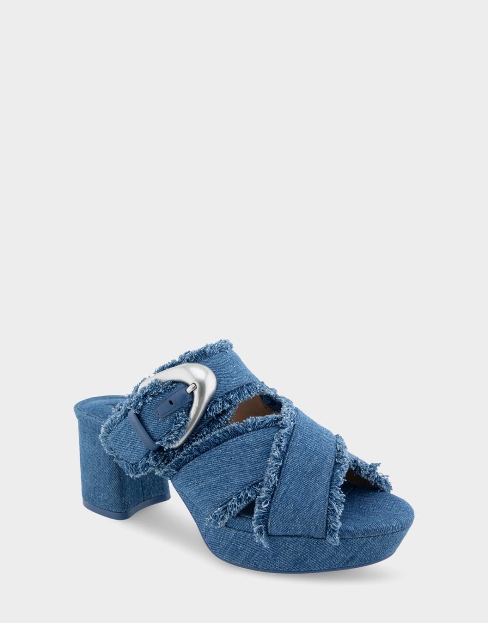 Women's | Collin Denim Fabric Crisscross Platform Slide Sandal