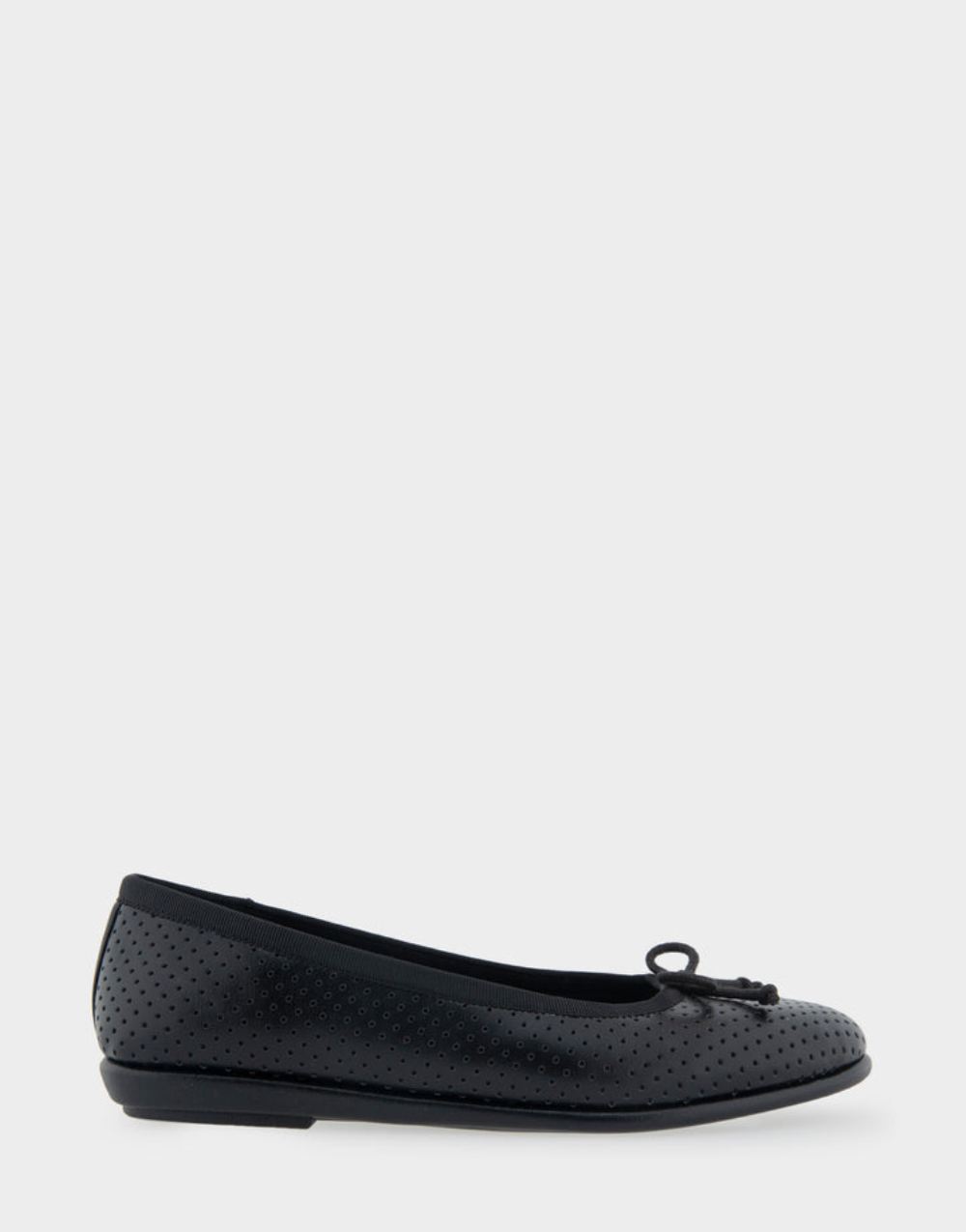 Women's | Homebet Black Perforated Faux Leather Hidden Mini Wedge Ballet Flat