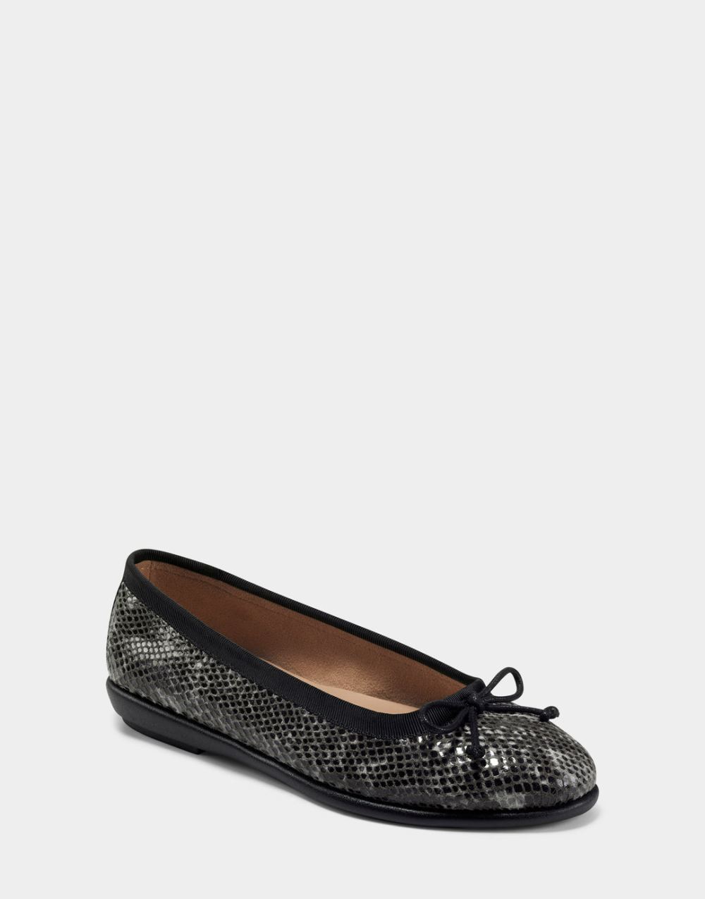 Women's | Homebet Black Snake Print Faux Leather Ballet Flat