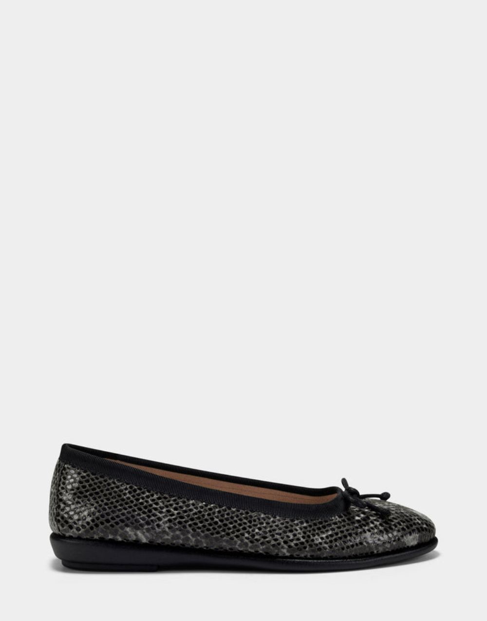 Women's | Homebet Black Snake Print Faux Leather Ballet Flat