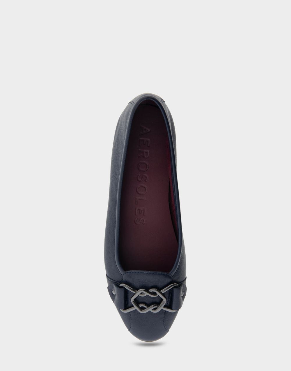 Women's | Bia Navy Genuine Leather Ornamented Flat