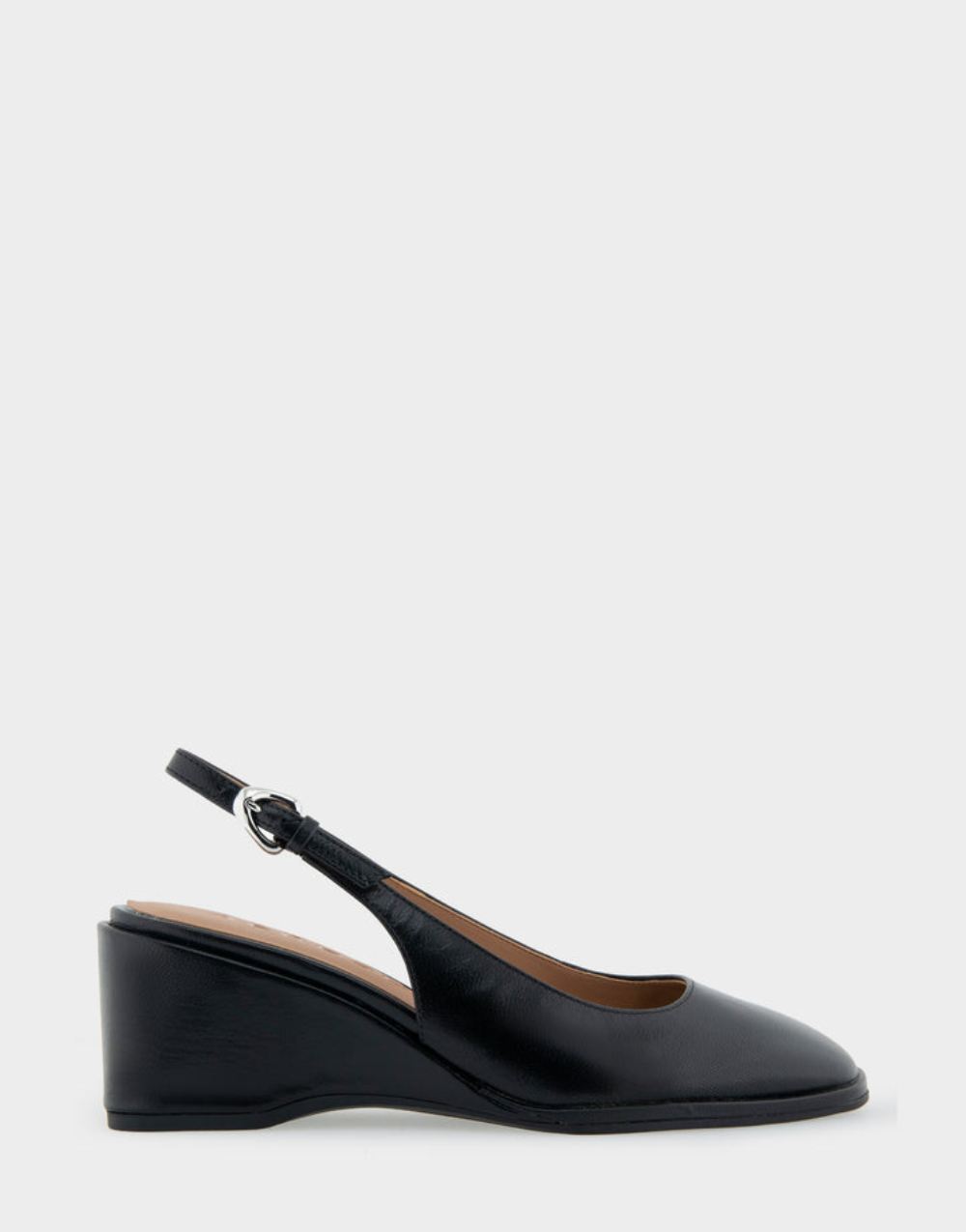 Women's | Aria Black Leather Sculpted Wedge Slingback