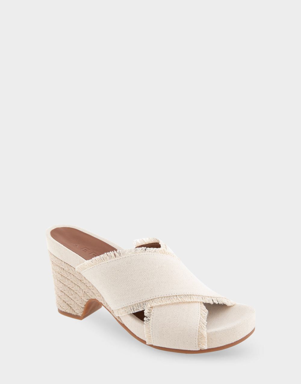 Women's | Madina Cream Canvas Fabric Crisscross Footbed Wedge Sandal