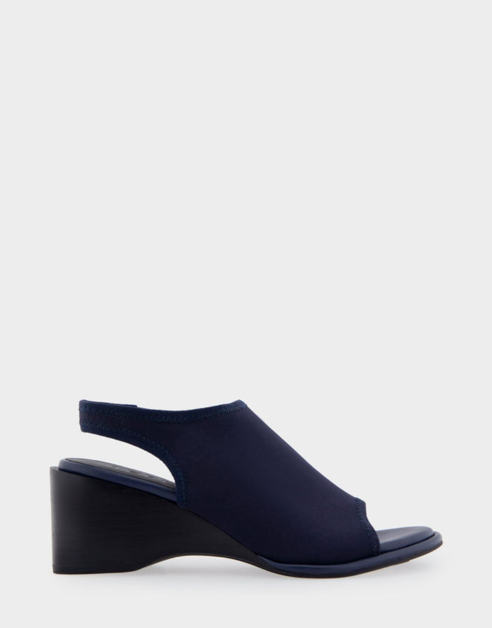 Women's | Nuri Navy Stretch Gabardine Fabric Open Toe Stretch Wedge Shootie