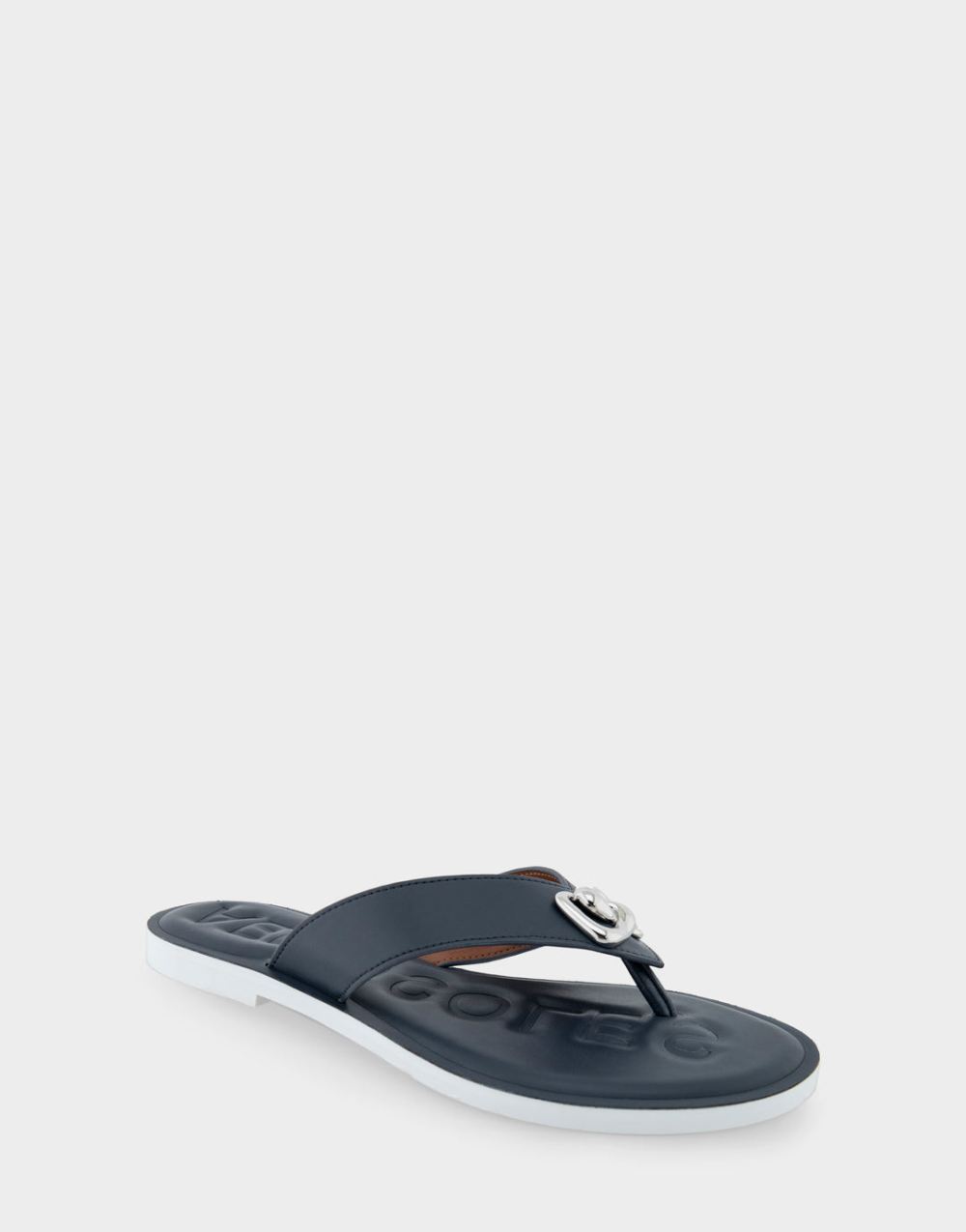 Women's | Galen Navy Faux Leather Ornamented Thong Sandal