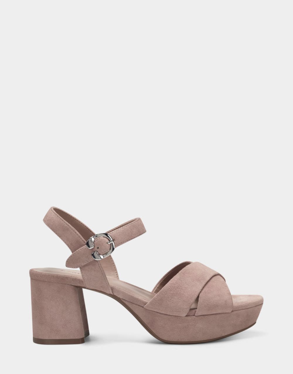 Women's | Blush Suede Platform Block Heel Sandal with Buckle Cosmos