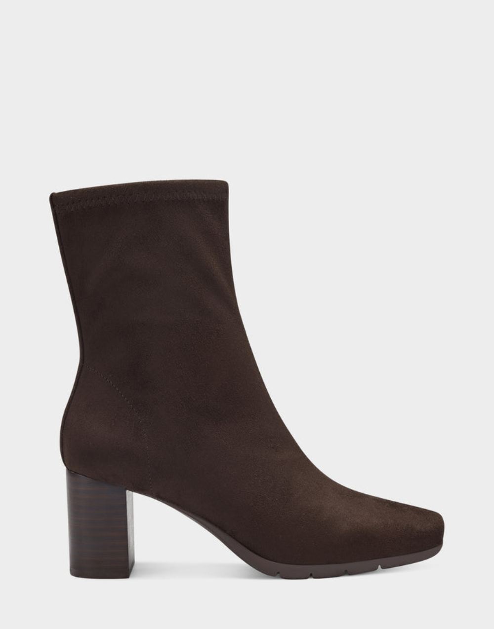 Women's | Miley Brown Faux Leather Square Toe Ankle Boot with Zipper