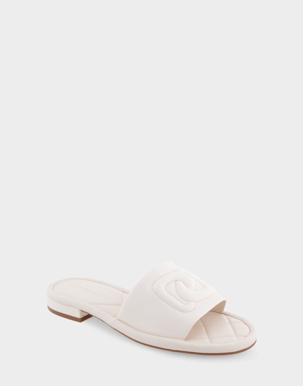 Women's | Jilda Eggnog Leather Debossed Chain Link Slide Sandal