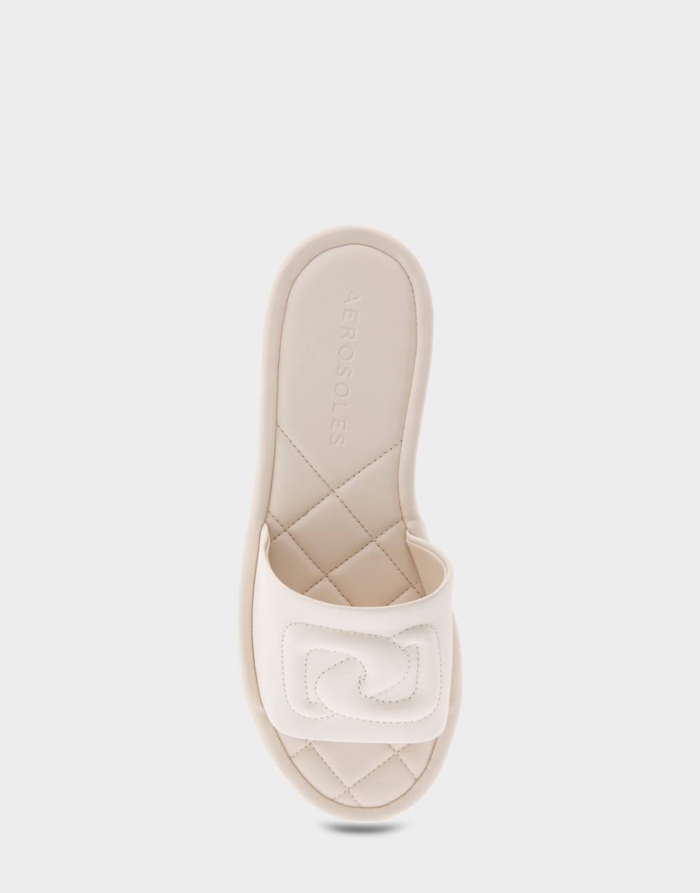 Women's | Jilda Eggnog Leather Debossed Chain Link Slide Sandal