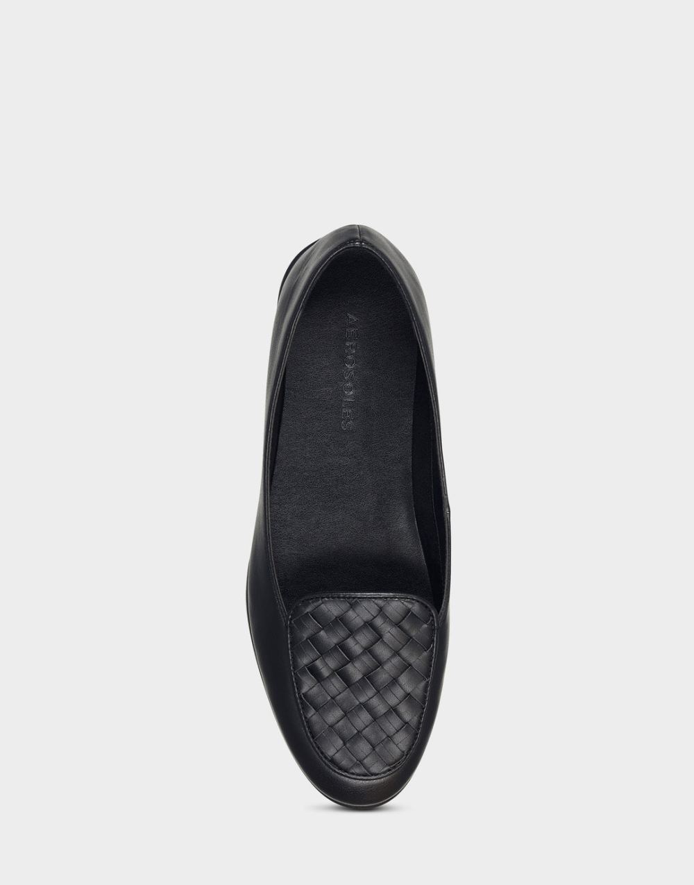 Women's | Black Faux Leather Loafer with Weaved Upper Brielle