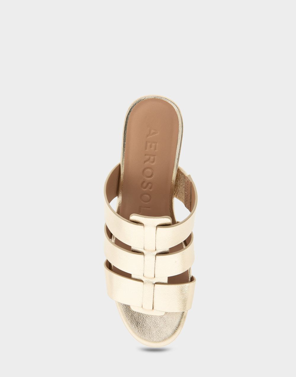 Women's | Wilma Soft Gold Faux Leather Fisherman Mid Wedge Slide