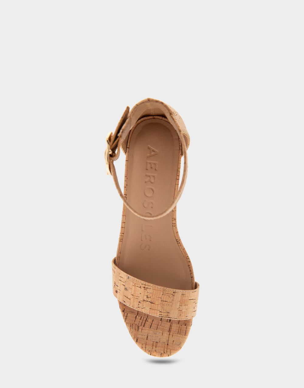 Women's | Willis Cork Faux Leather Ankle Strap Mid Wedge Sandal