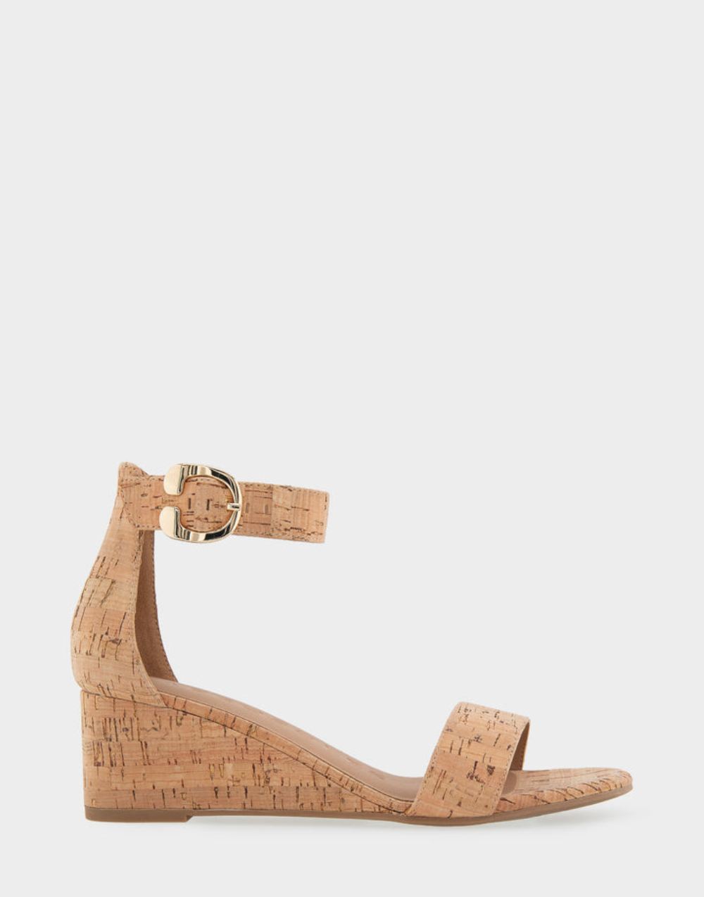 Women's | Willis Cork Faux Leather Ankle Strap Mid Wedge Sandal