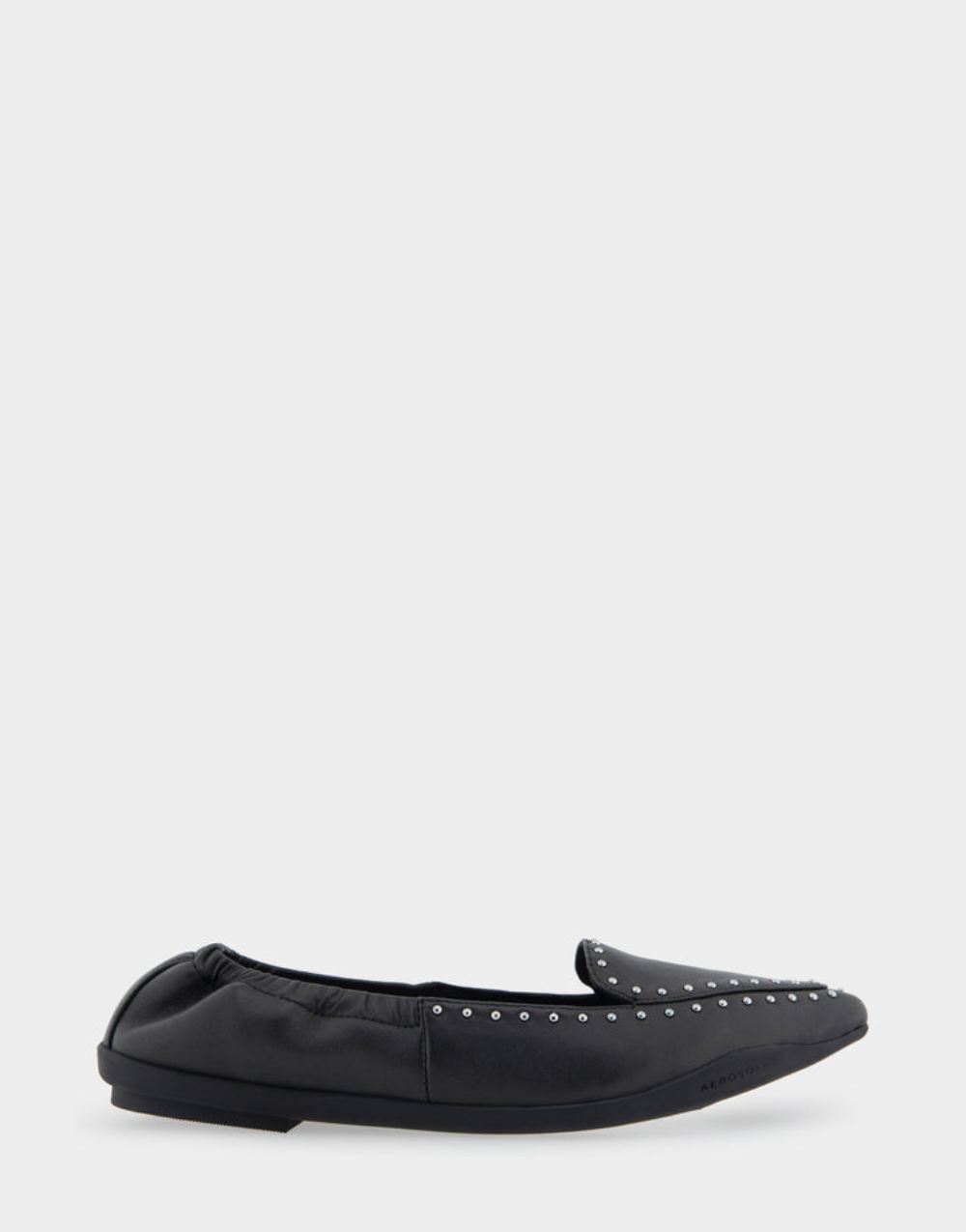 Women's | Dee Black Genuine Leather Studded Point Toe Flat