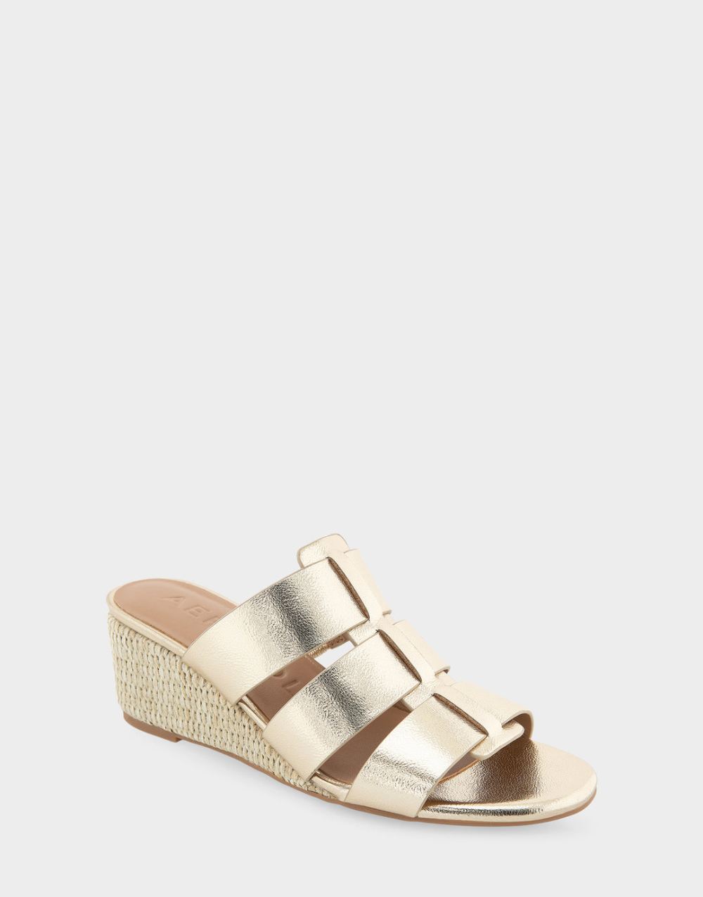 Women's | Wilma Soft Gold Faux Leather Fisherman Mid Wedge Slide