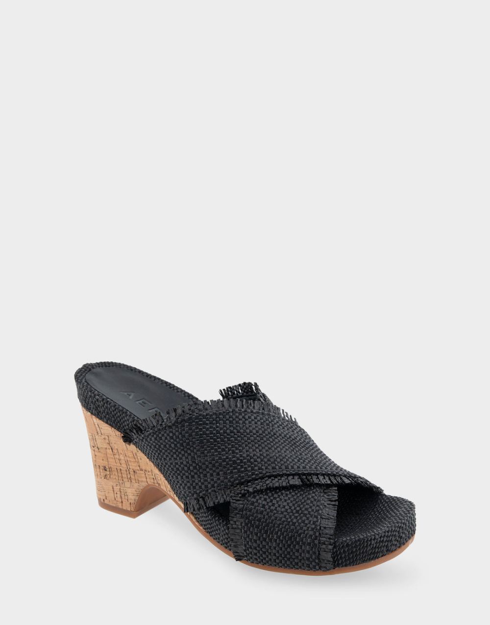 Women's | Madina Black Raffia Crisscross Footbed Wedge Sandal