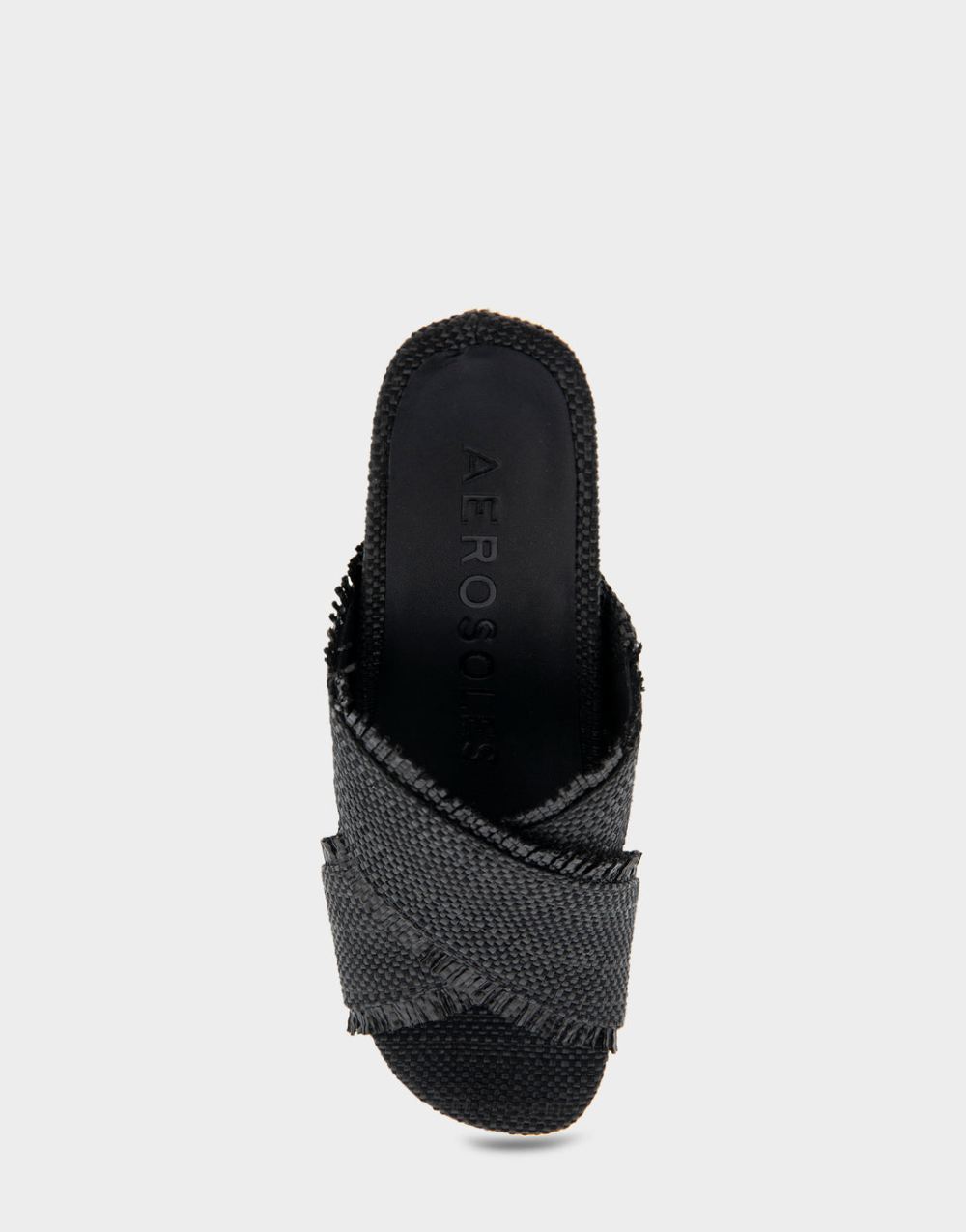 Women's | Madina Black Raffia Crisscross Footbed Wedge Sandal