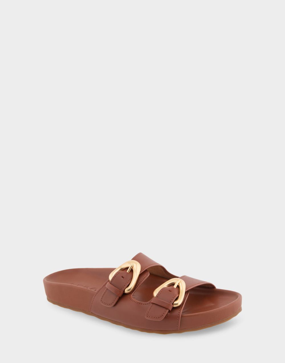 Women's | Link Gingerbread Leather Two Band Molded Footbed Sandal