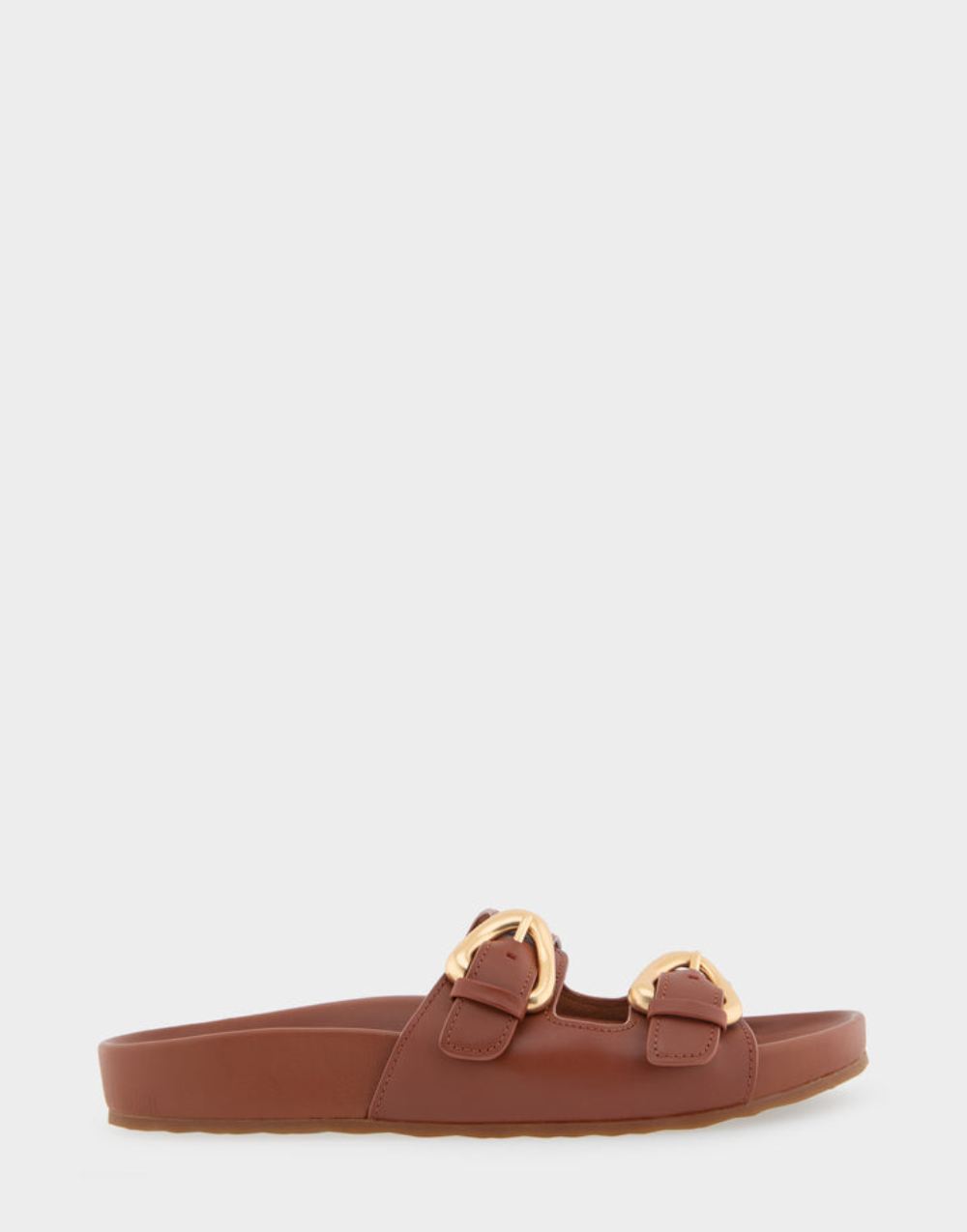 Women's | Link Gingerbread Leather Two Band Molded Footbed Sandal