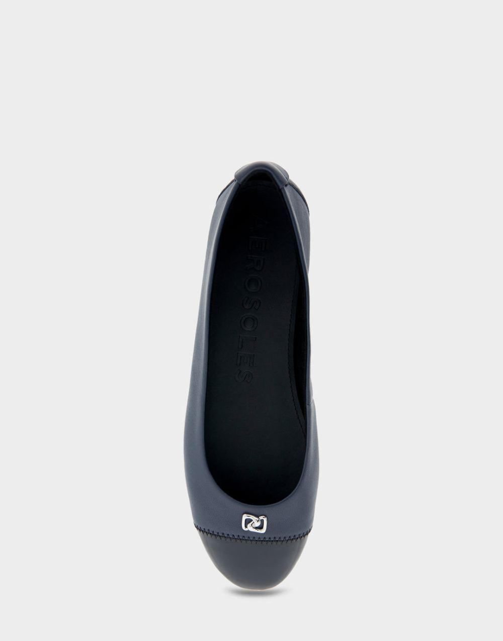 Women's | Piper Navy Genuine Leather Hidden Wedge Ballet Flat