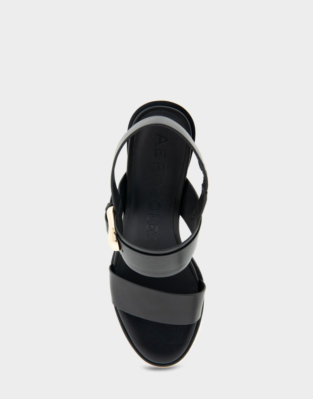 Women's | Nova Black Leather Two Band Slingback Block Heel Sandal