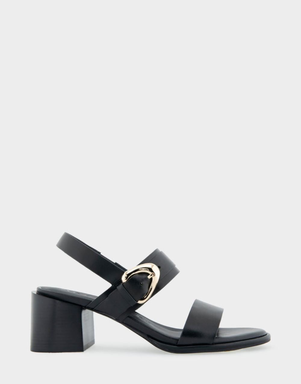 Women's | Nova Black Leather Two Band Slingback Block Heel Sandal