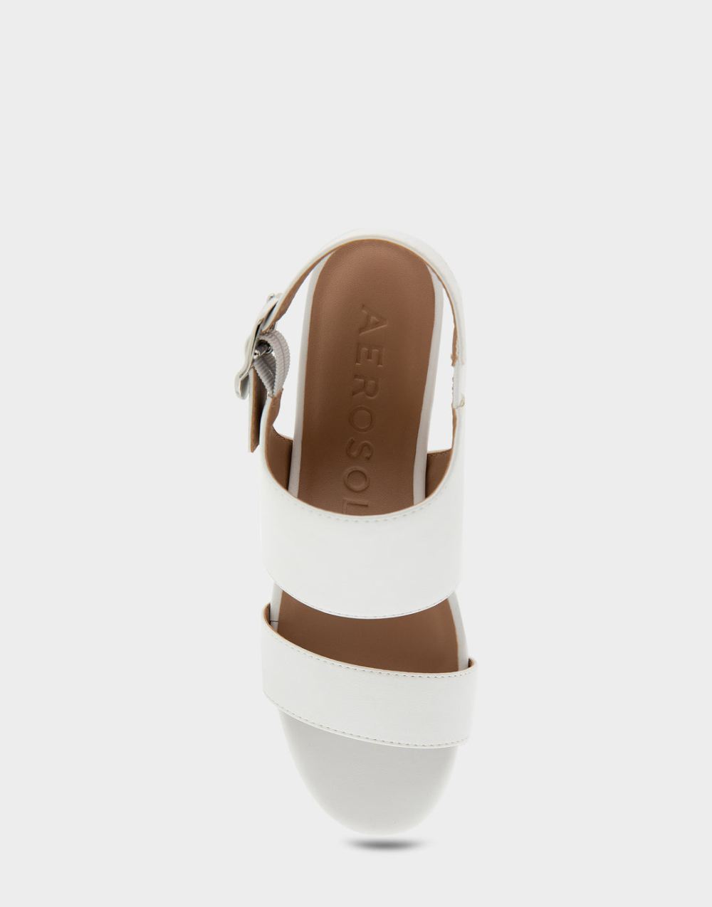 Women's | Worth White Faux Leather Buckle Back Mid Wedge Sandal