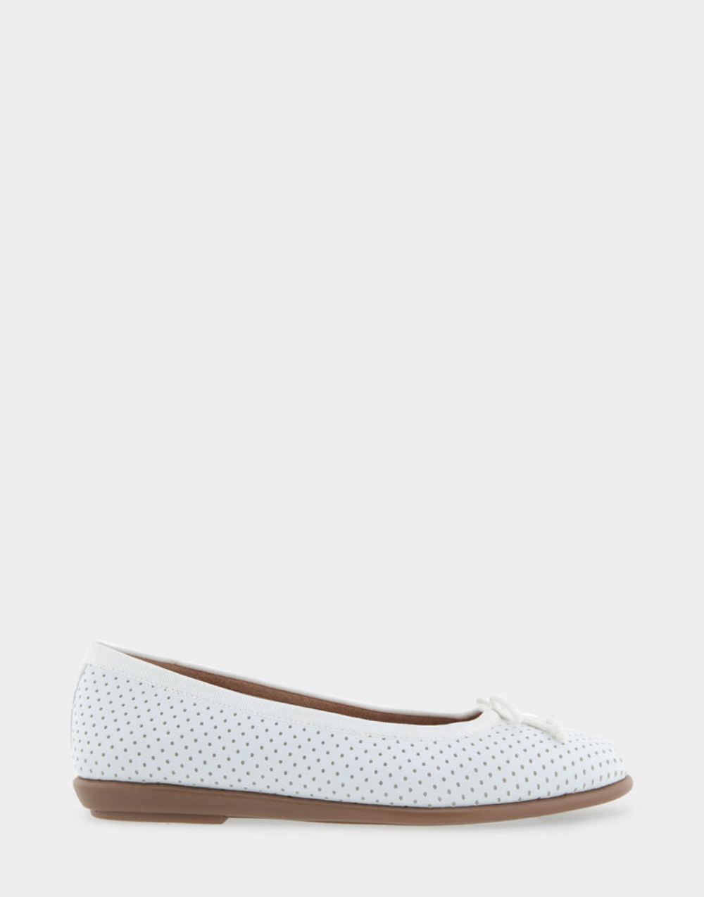 Women's | Homebet White Perforated Faux Leather Hidden Mini Wedge Ballet Flat