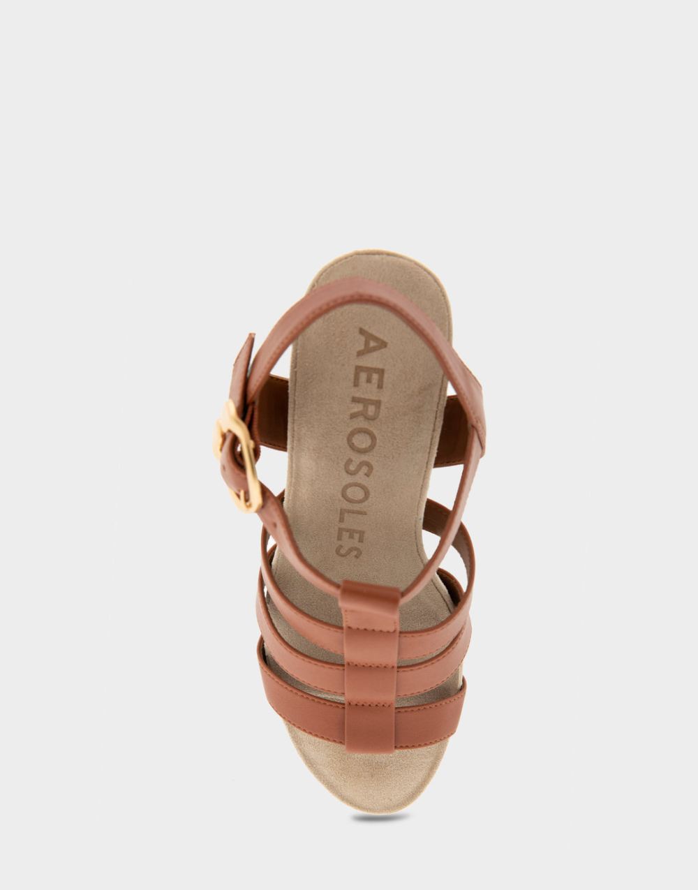 Women's | Paige Gingerbread Faux Leather Caged Footbed Wedge Sandal