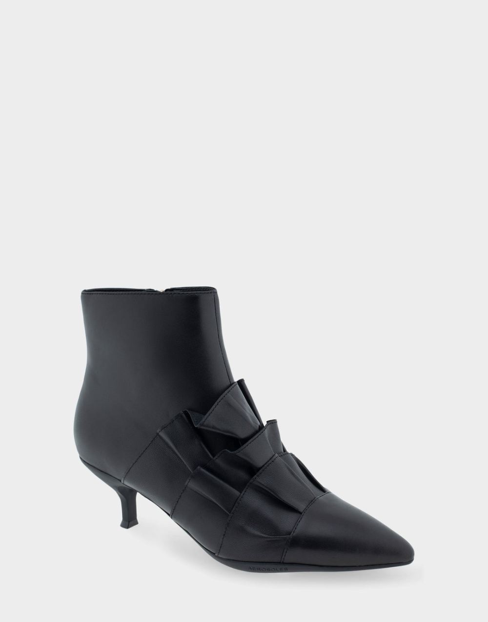 Women's | Loloa Black Genuine Leather Kitten Heel Ankle Boot