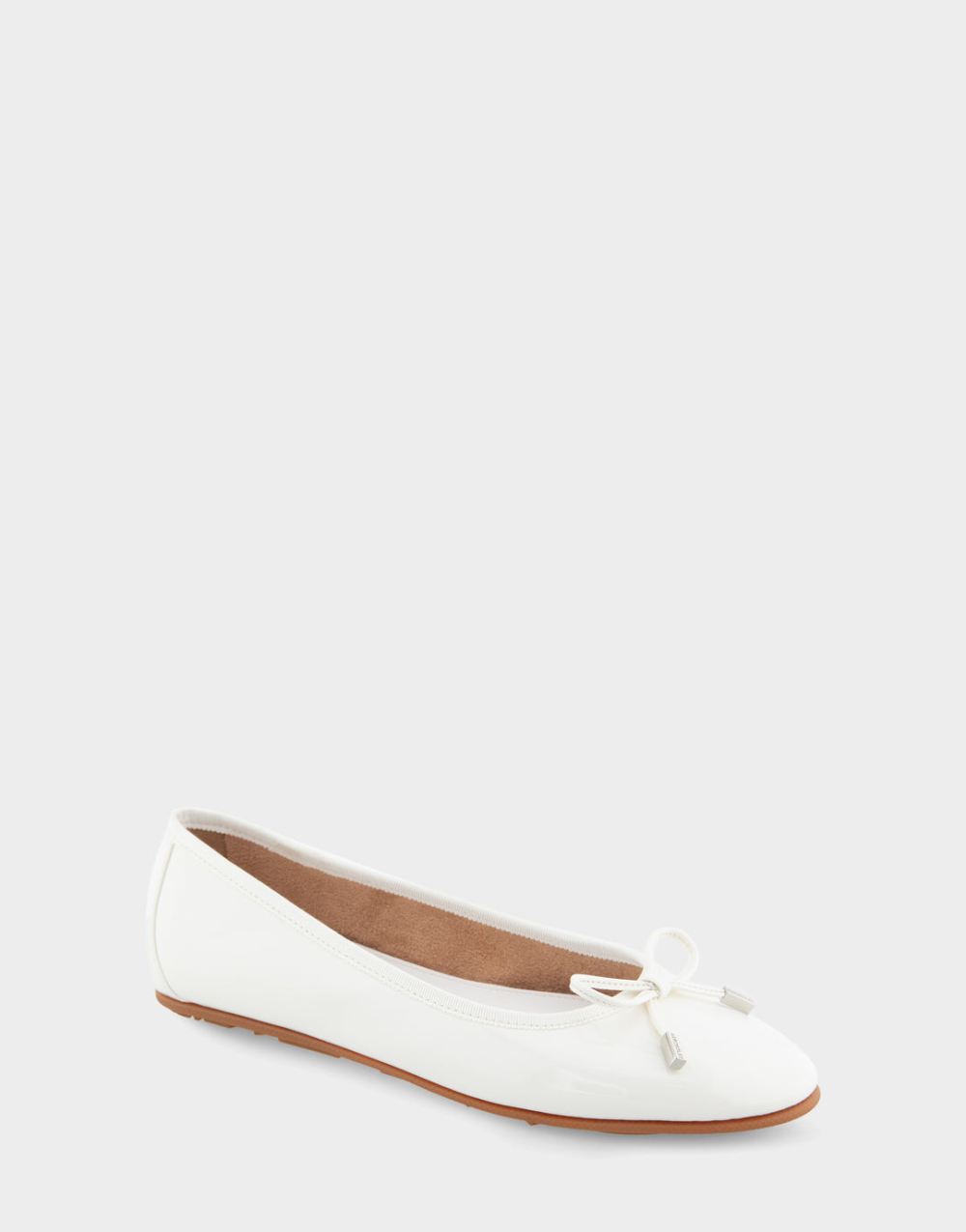 Women's | Pia White Patent Faux Leather Ballet Flat