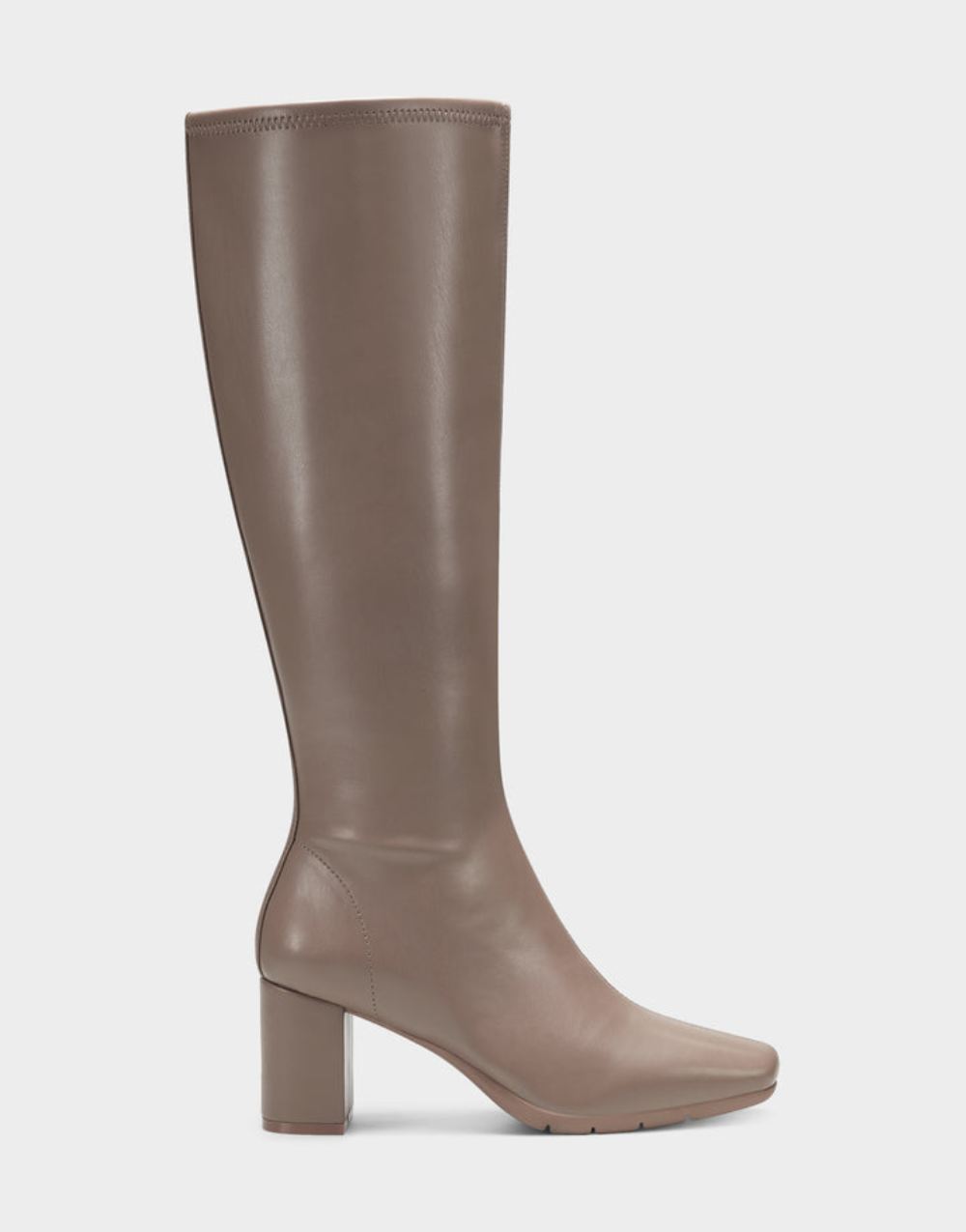 Women's | Micah Taupe Faux Leather Knee-High Heeled Boot with Zipper