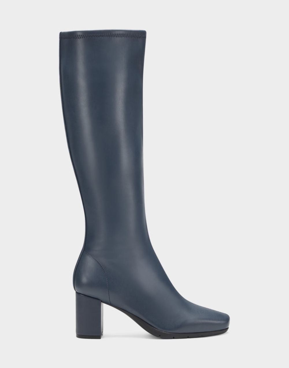 Women's | Micah Navy Faux Leather Knee-High Heeled Boot with Zipper