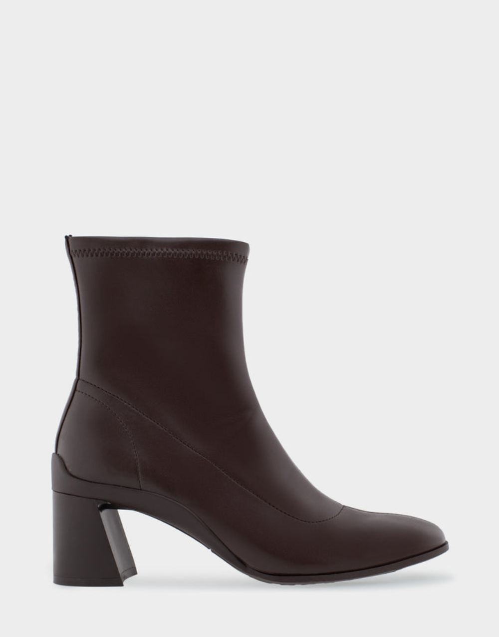 Women's | Corinda Brown Stretch Faux Leather Heeled Ankle Boot