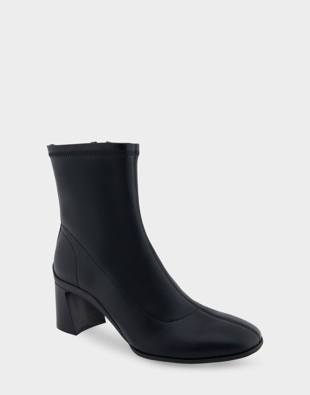 Women's | Corinda Black Stretch Faux Leather Heeled Ankle Boot