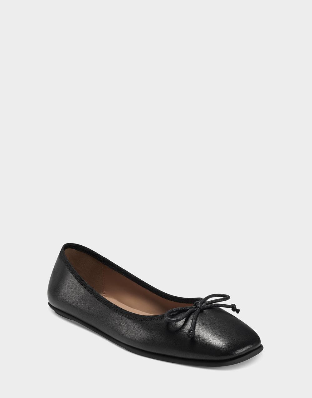 Women's | Black Leather Ballet Flat with Bow Catalina