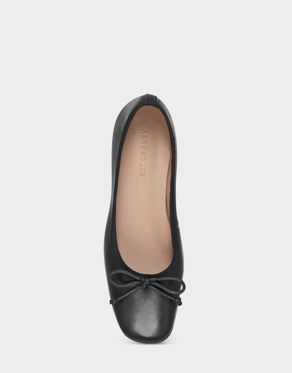 Women's | Black Leather Ballet Flat with Bow Catalina