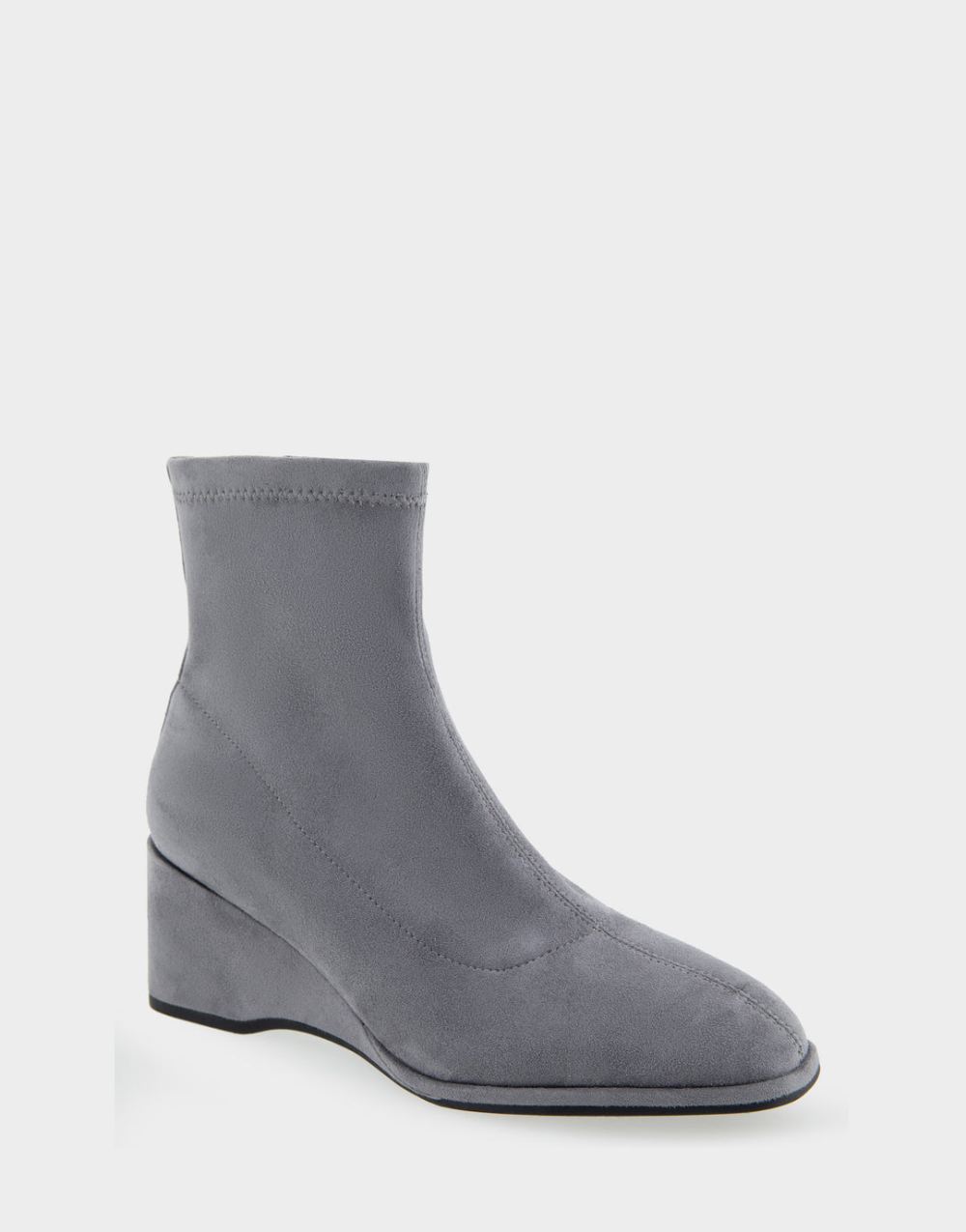 Women's | Anouk Grey Faux Suede Wedge Heel Ankle Boot - Click Image to Close