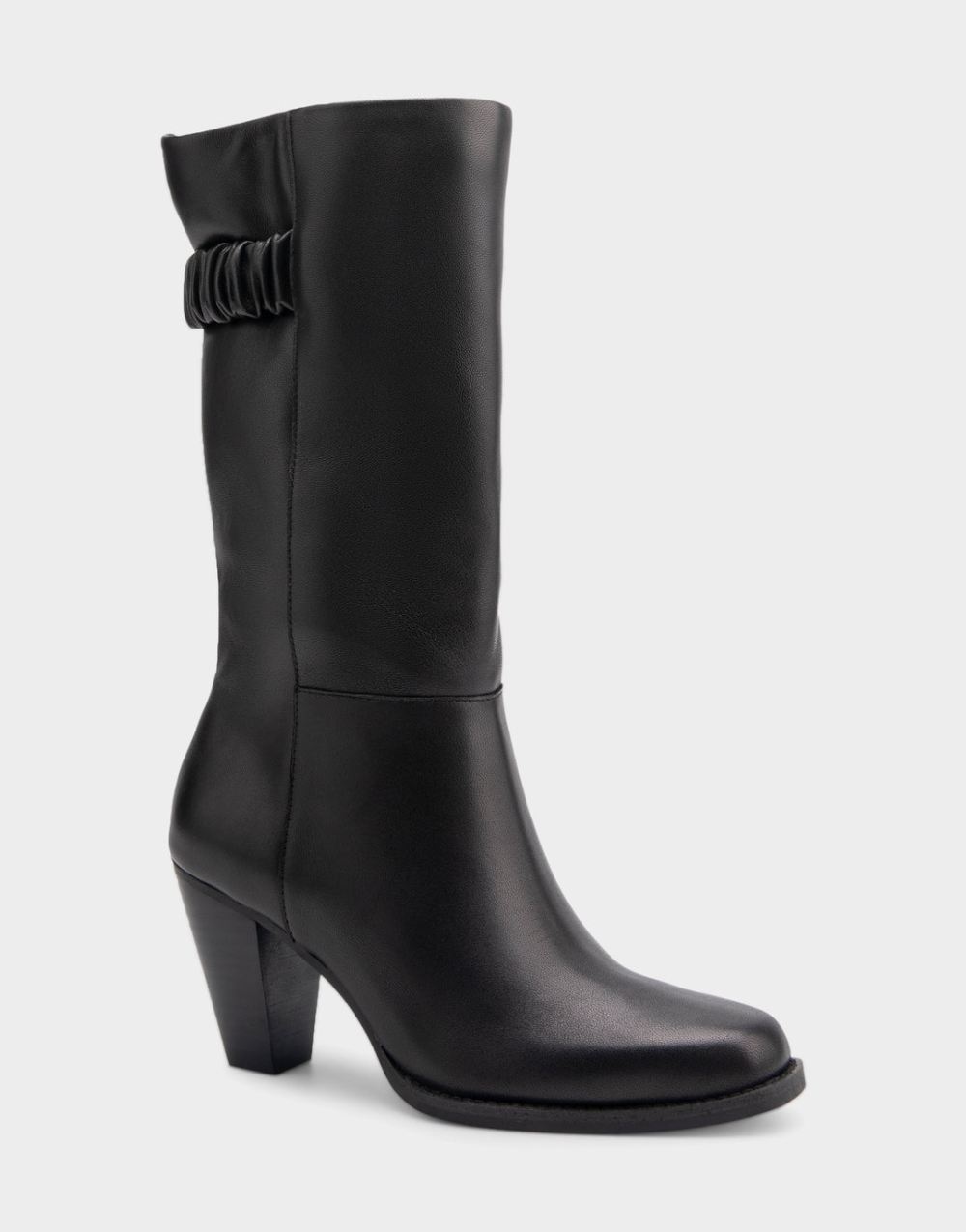 Women's | Liki Black Genuine Leather Heeled Midcalf Boot