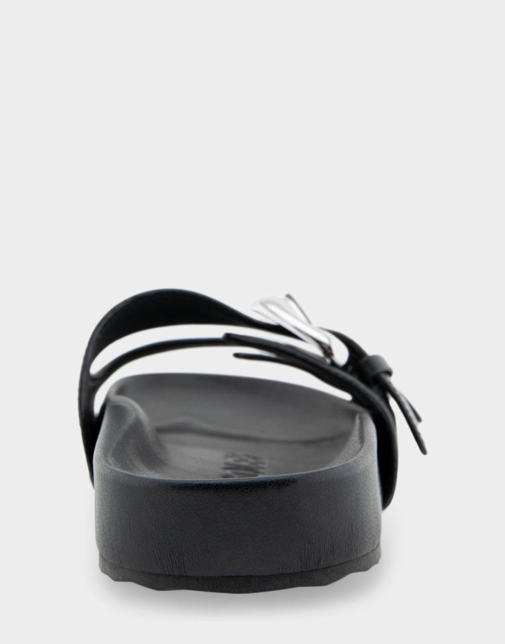 Women's | Link Black Leather Two Band Molded Footbed Sandal