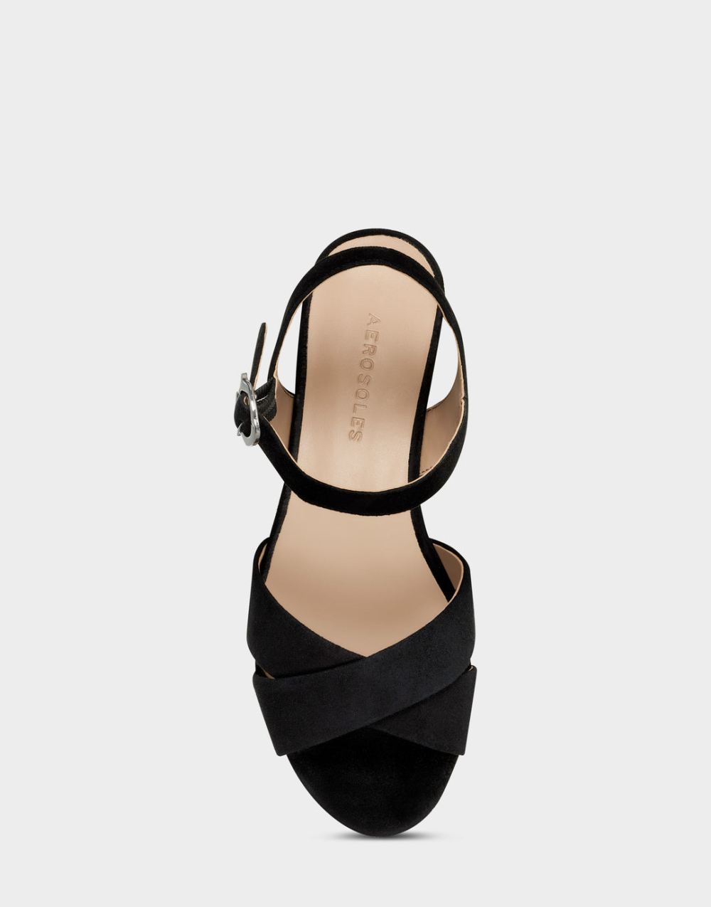 Women's | Black Suede Platform Block Heel Sandal with Buckle Cosmos