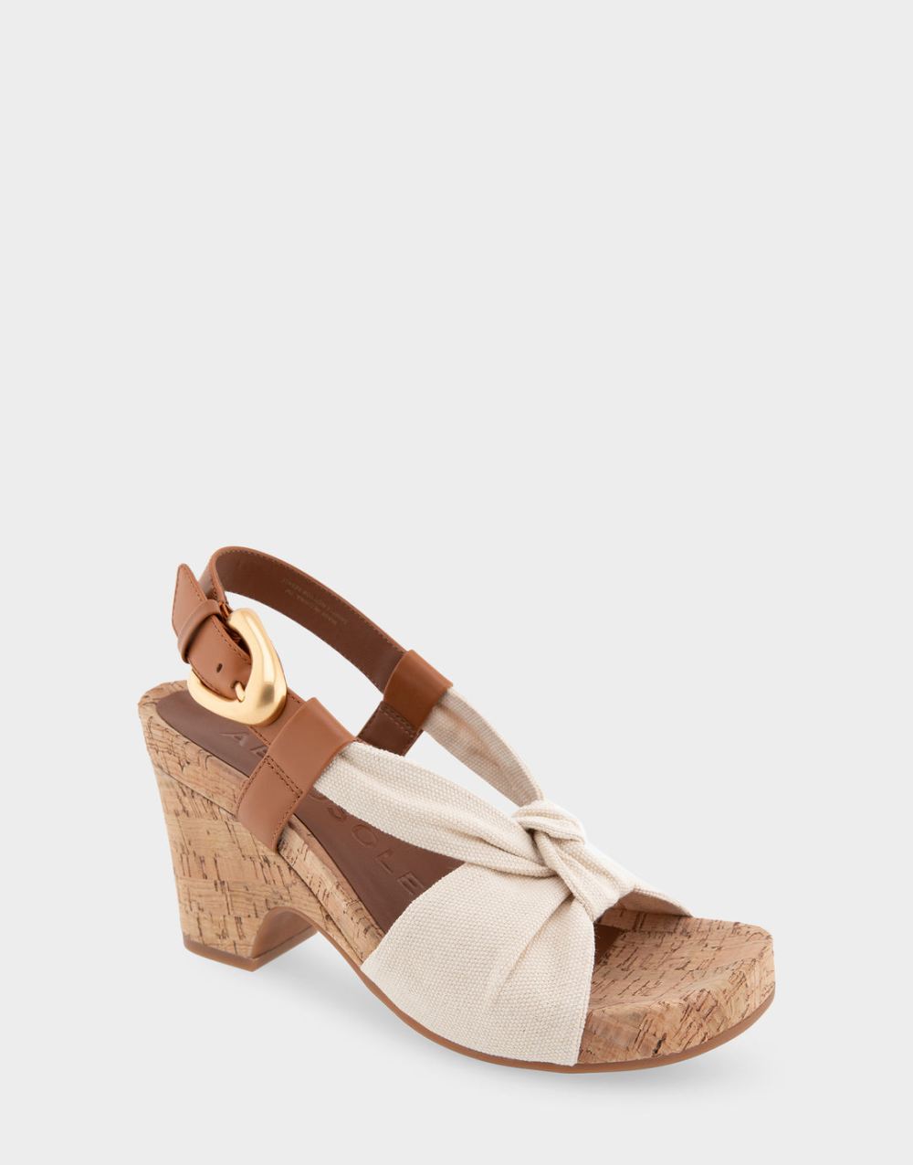 Women's | Miki Natural Canvas Fabric Knotted Buckled Footbed Wedge Sandal