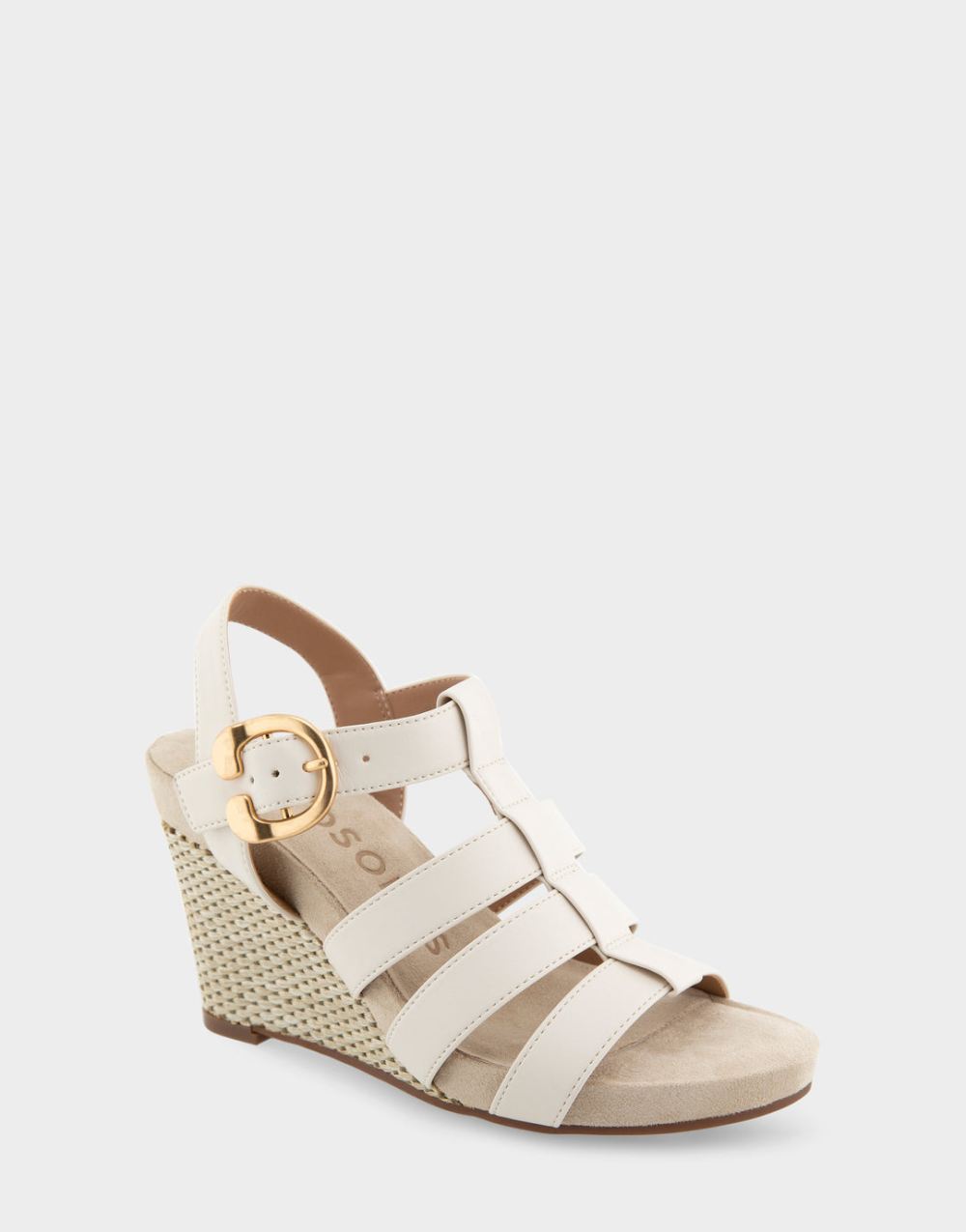 Women's | Paige Eggnog Faux Leather Caged Footbed Wedge Sandal